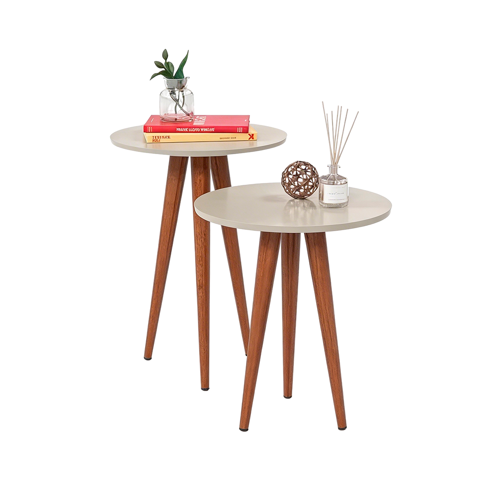 Mesa Lateral Slim M Off White/Vidro Off White Fino Tok