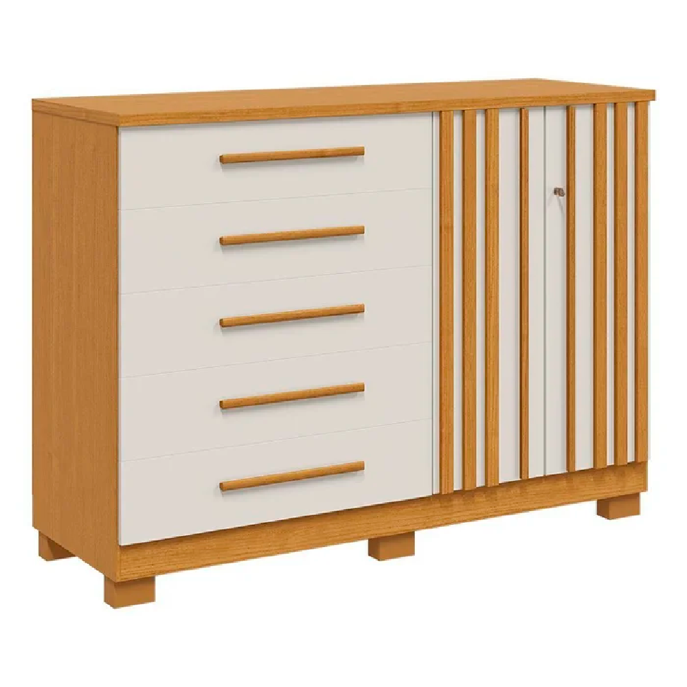 Comoda Bella 5G C/Sap Cinamomo Off White ACP Moveis