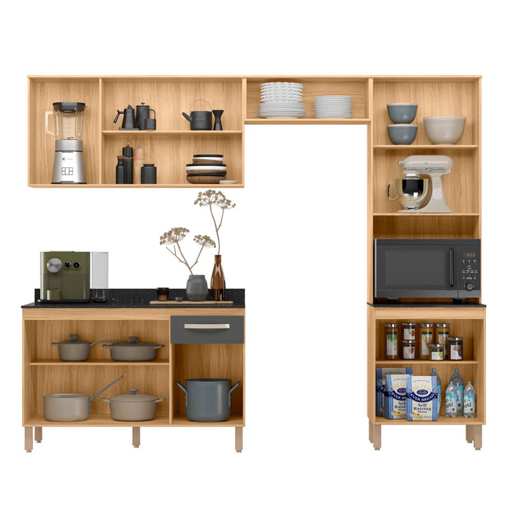 Kit Cozinha Fit+Balcão Fit Freijo/Chumbo Nicioli