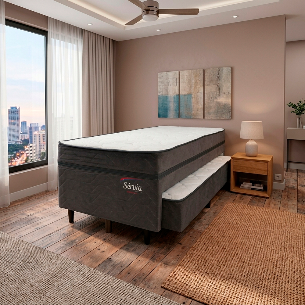 Unibox Servia Molas Ensacadas com Auxiliar Solteirão King 108x52 Titanio 