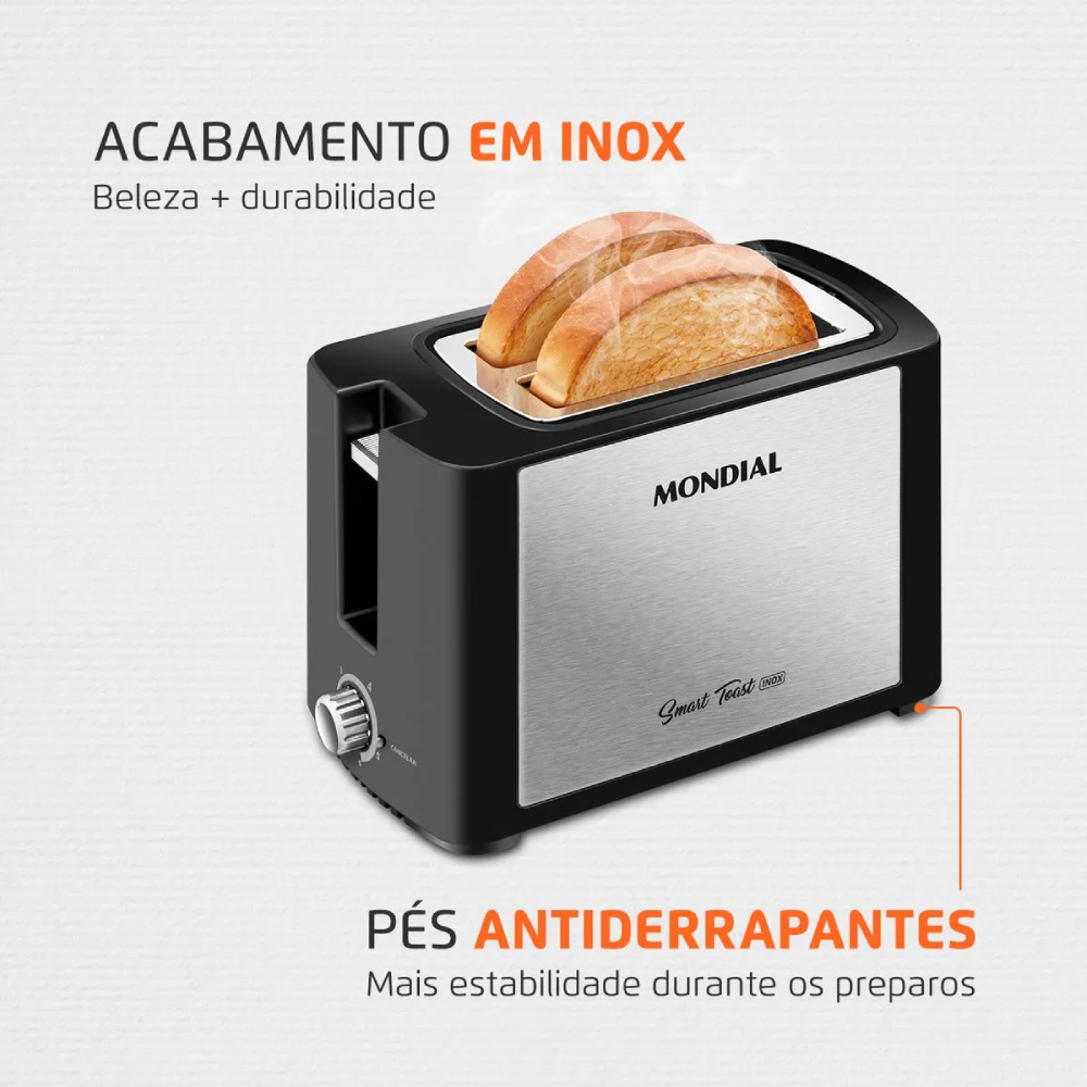 Tostador Paes T-13 220V/60Hz Preto/Inox Mondial