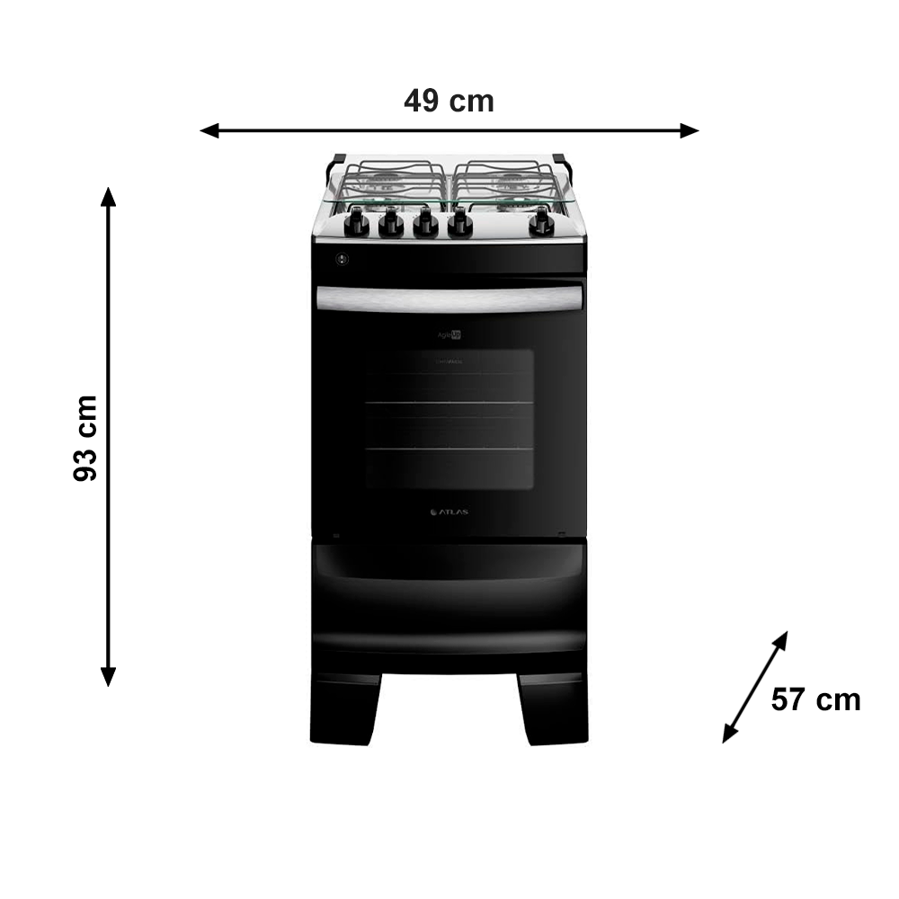 Fogão 4B Agile Up Preto Atlas