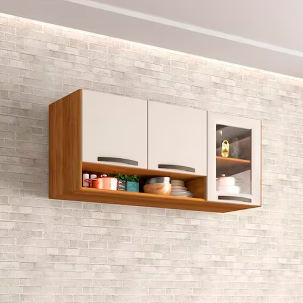 Aéreo Vidro Fume 3P Cozinnha New Valencia Cinamomo/Off Salleto