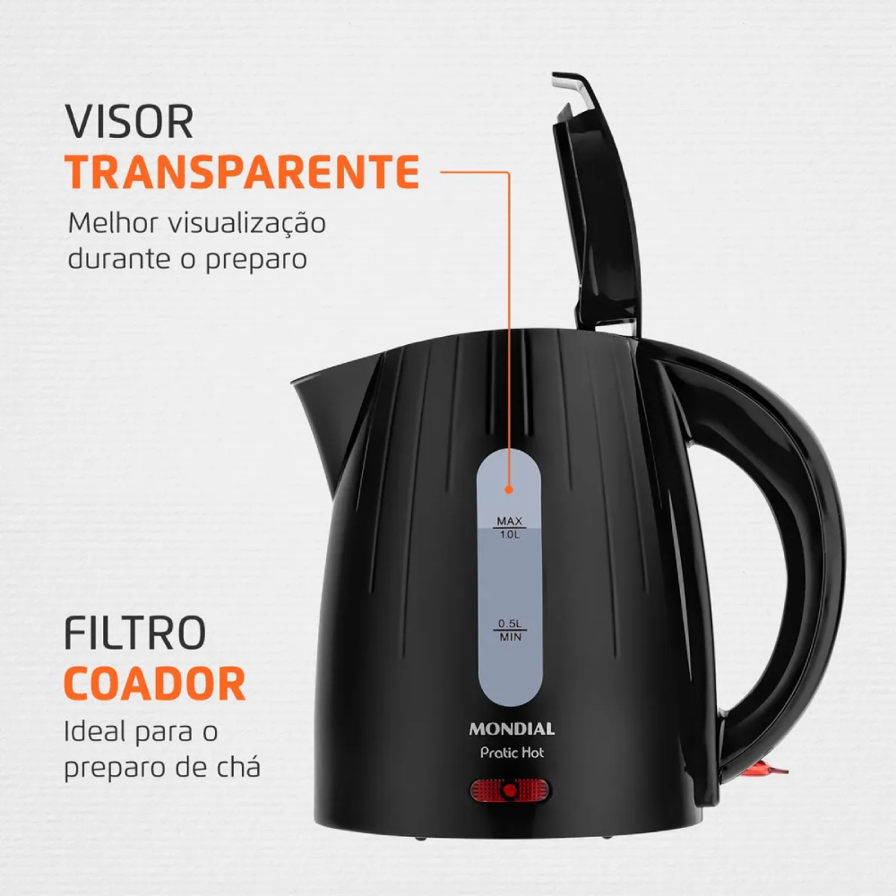 Chaleira Eletrica 1L CE-07 Preto Mondial