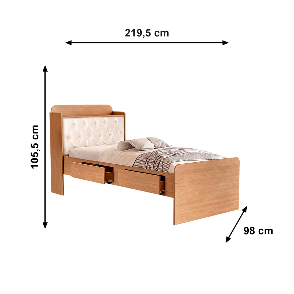 Cama Tamires Bau Castanho Cap Bege Cambel Vj Moveis