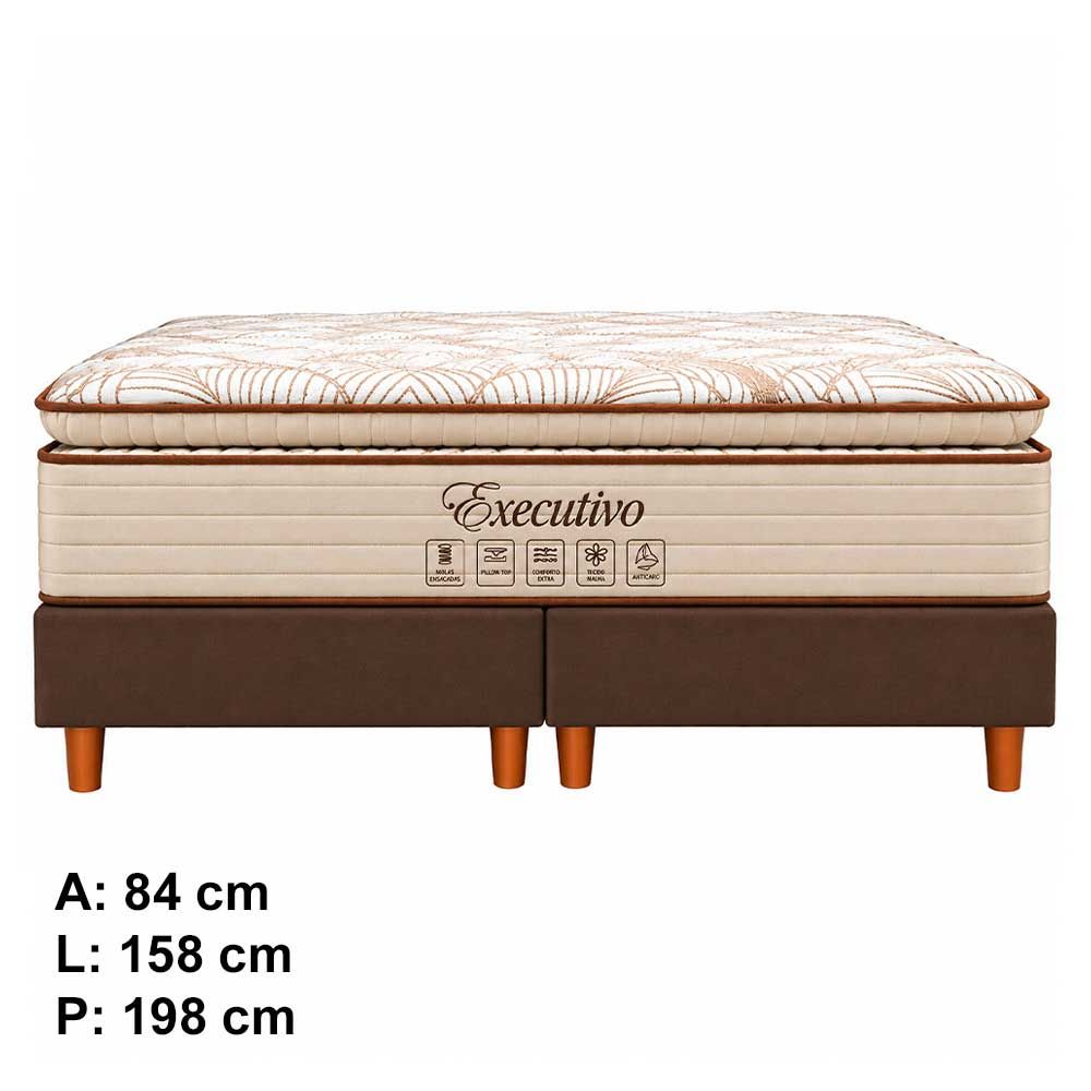 Conjunto Box Queen Executivo com Pillow Top molas ensacadas 158x198 Softflex