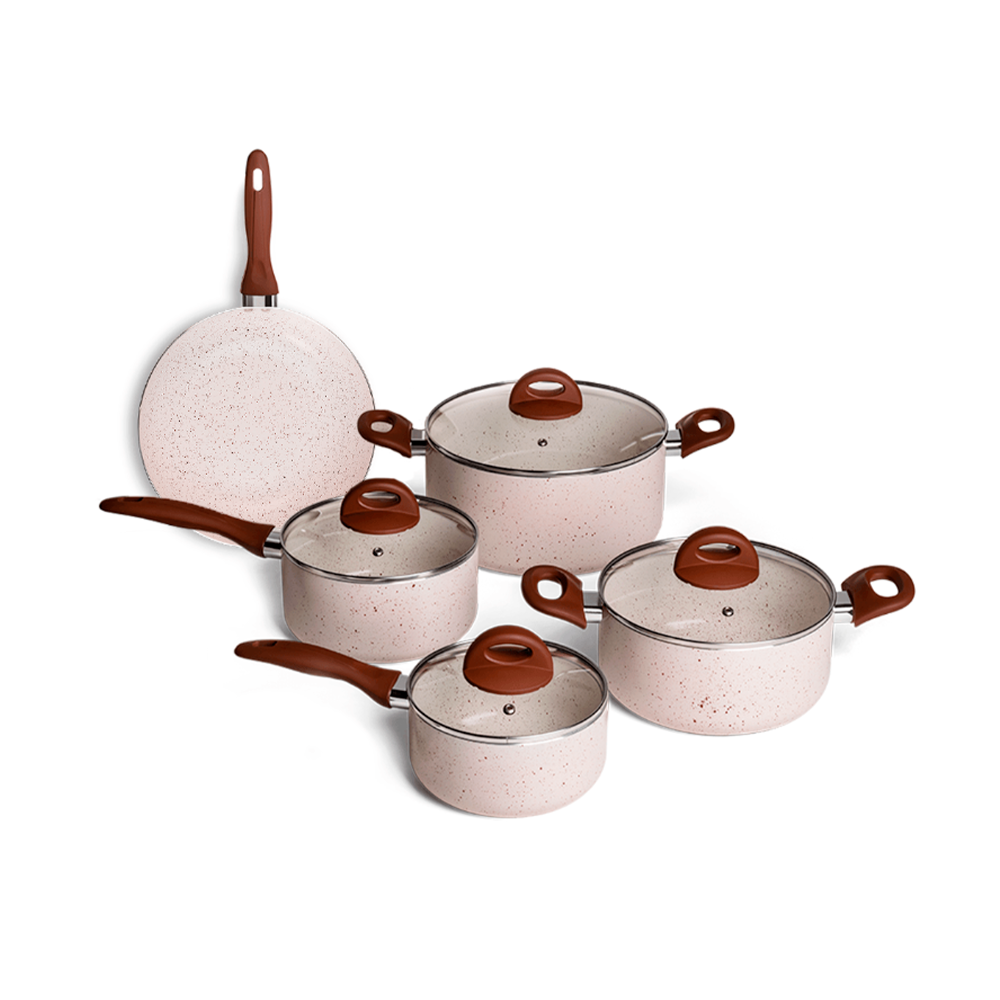 Jogo Panelas 5 Peças Smart Plus Antiaderente Vanilla Brinox 