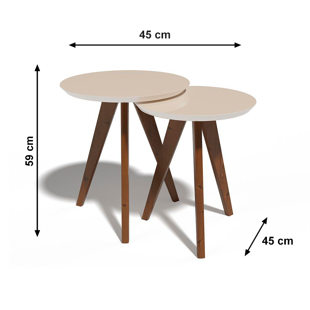 Conjunto Mesa Classic Lateral Redonda Off White Imcal
