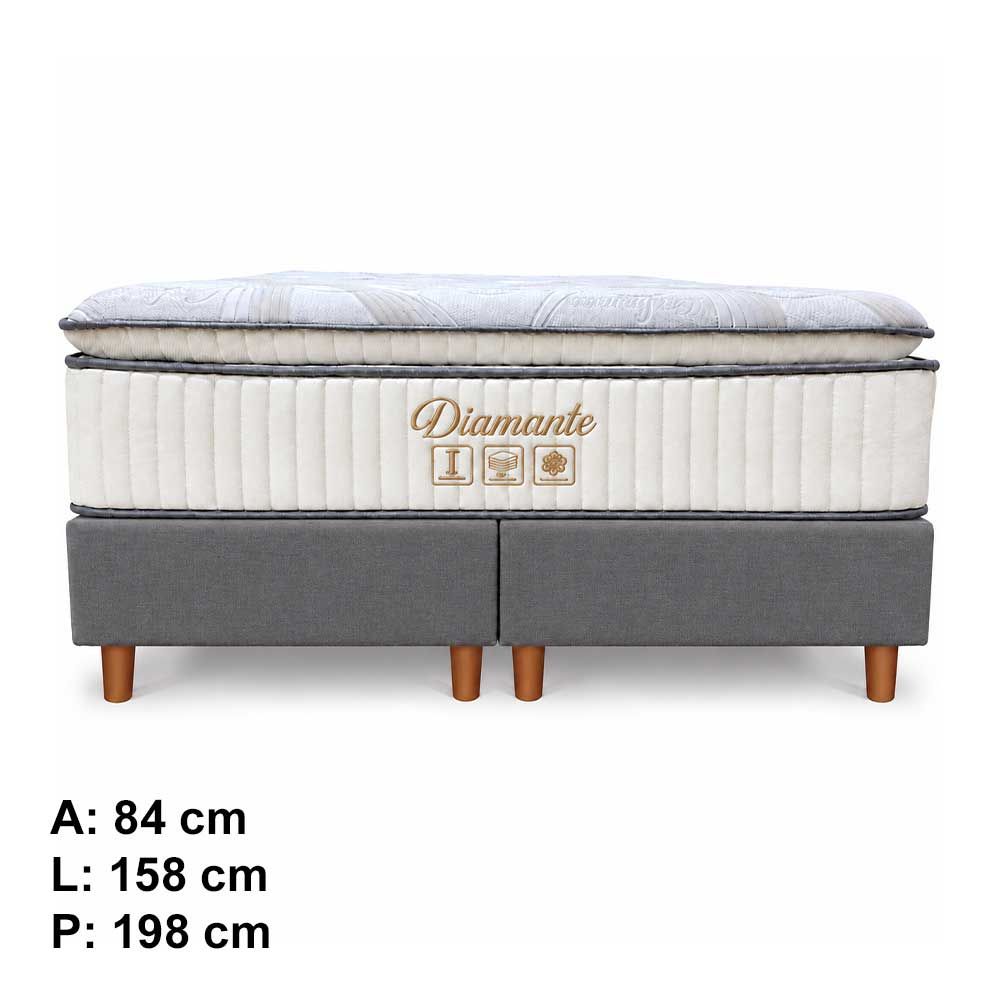 Conjunto Box Queen Diamante com Pillow Top Molas Ensacadas 158X198 Softflex