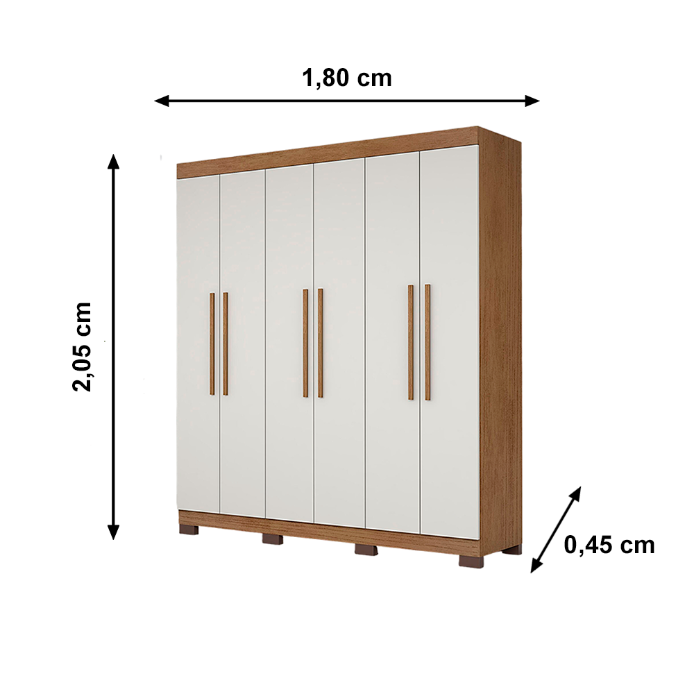 Roupeiro Noronha 6 Portas com Pés Cinamomo Josan 