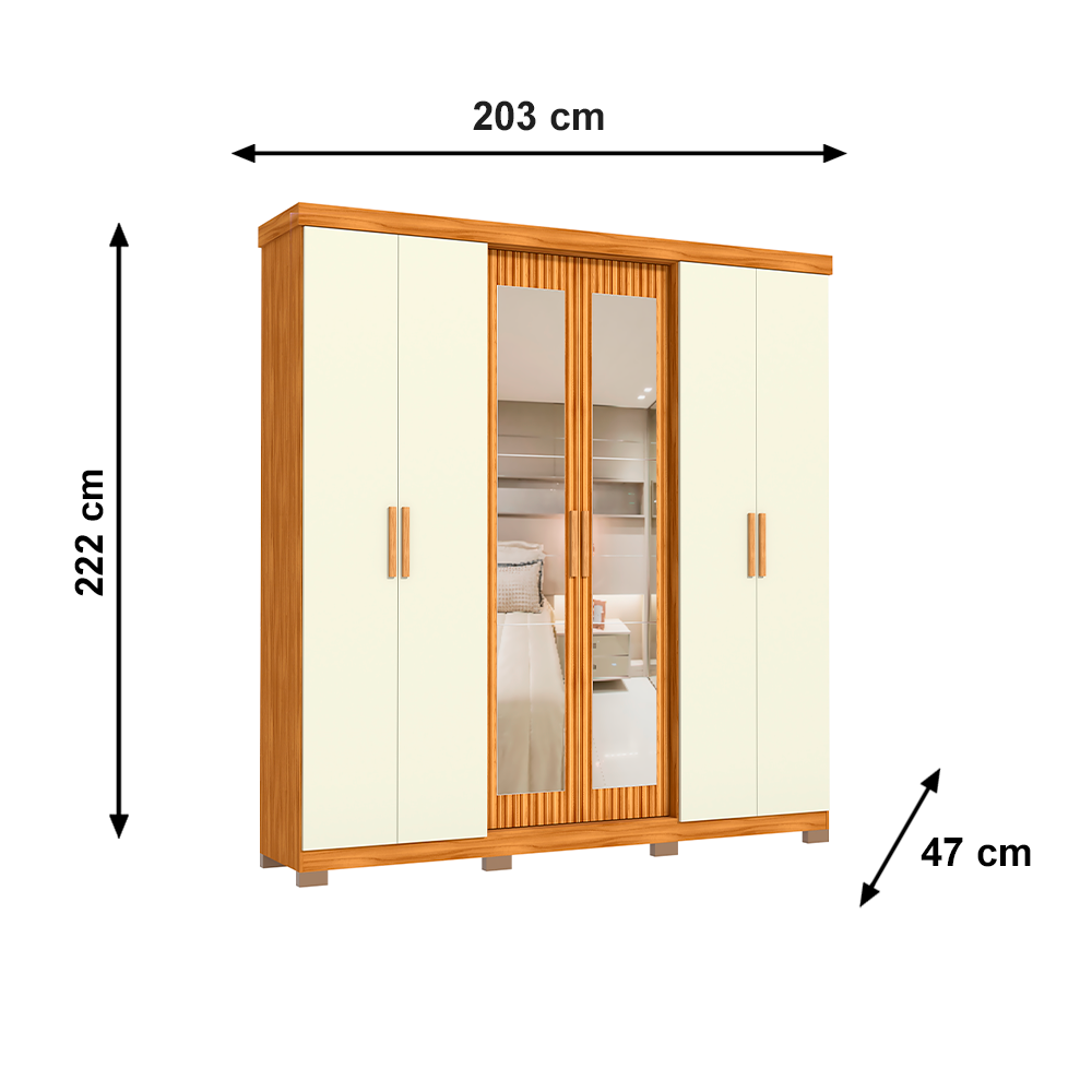 Roupeiro 6 Portas Freijo Off White Argos Avelan