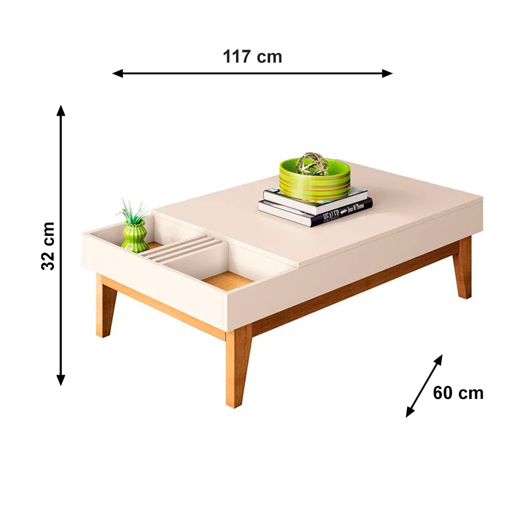 Mesa De Centro Vitta Off White/Cinamomo HB Moveis
