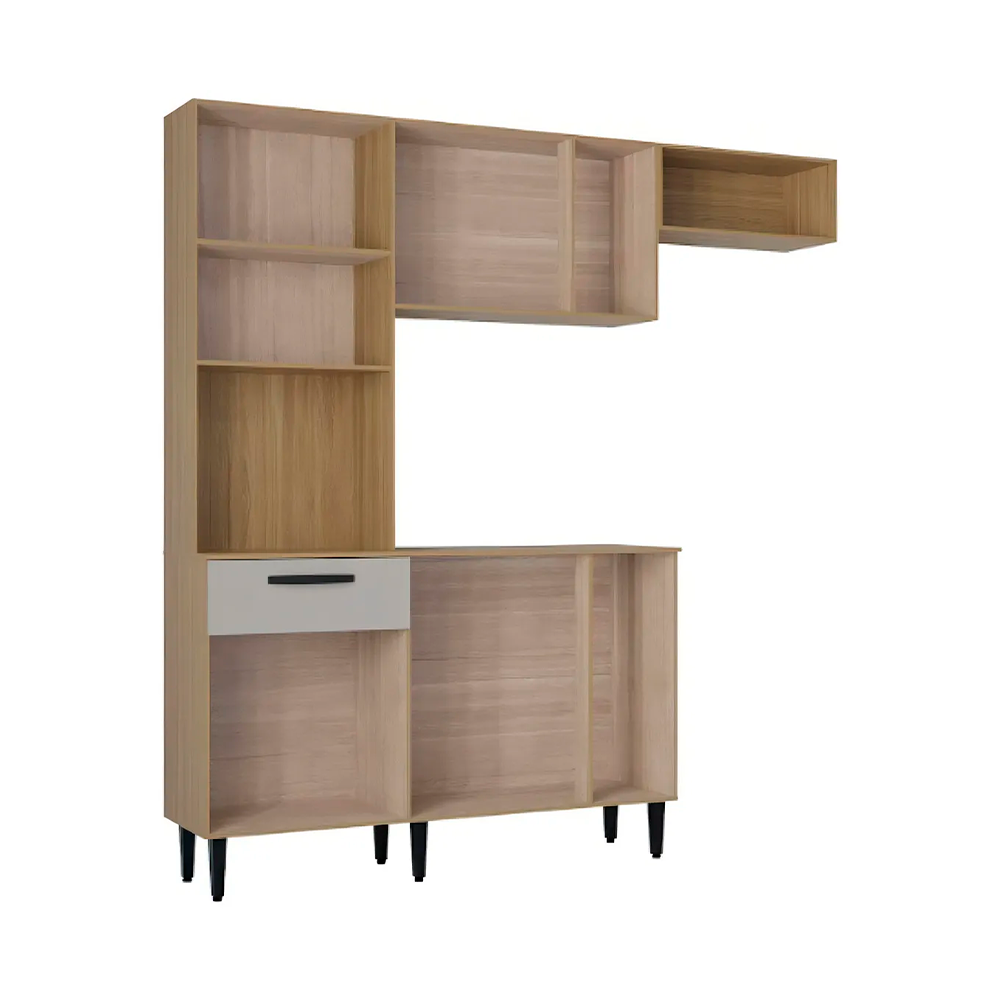 Cozinha Dora 10P 1G C/Balcão Dm Ripado/Off White Poquema