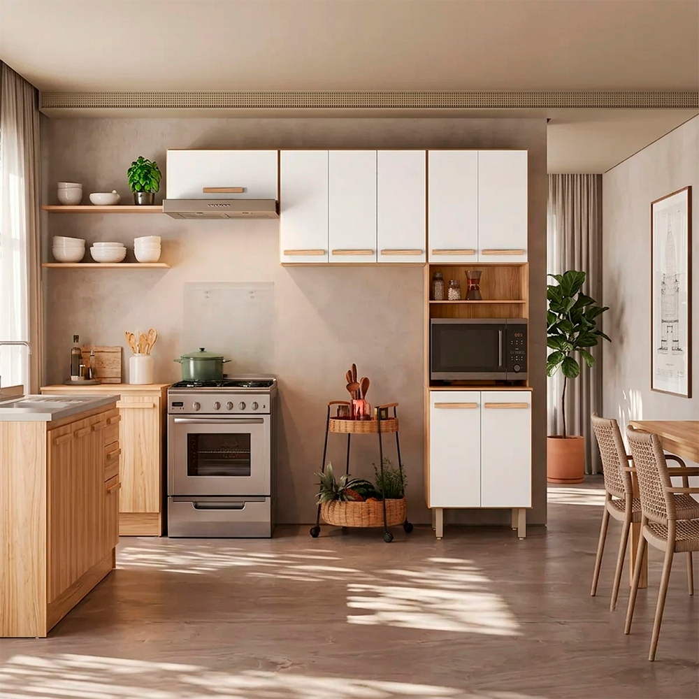 Cozinha Lemon Freijo/Off White Cristal PTA Fechada Nicioli