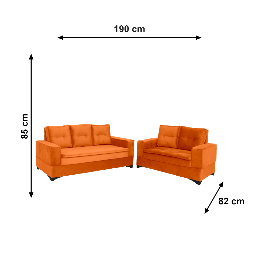 Conjunto de Sofa 2x3L Valencia Veludo Terracota T08 JW Estofados