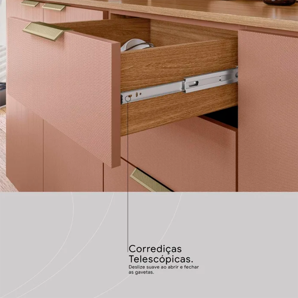 Cozinha Compacta 10 Portas 2 Gavetas Amora Amendola/Marsala Prime TX Demobile