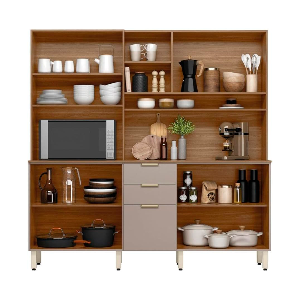 Kit Cozinha Compacta 10 Portas 2 Gavetas Amora Amendola/Marsala Prime TX Demobile