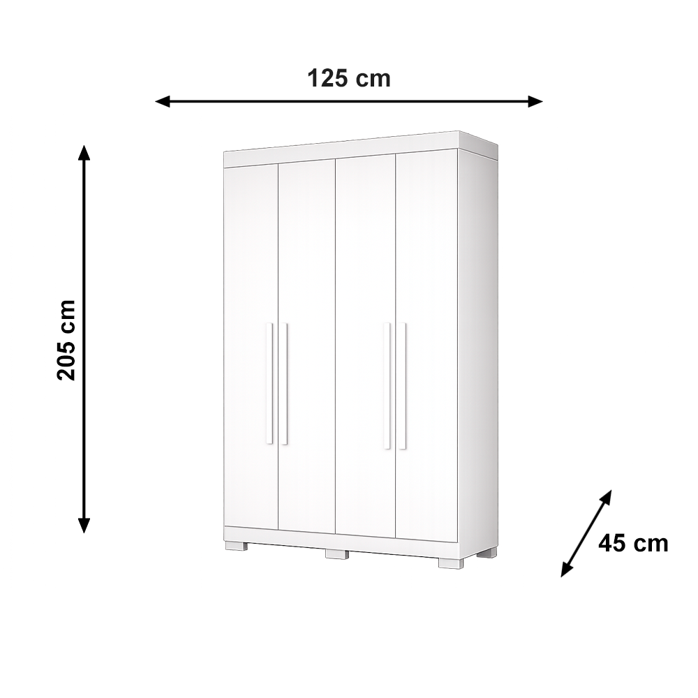 Roupeiro Noronha 4 Portas com Pés Branco Josan