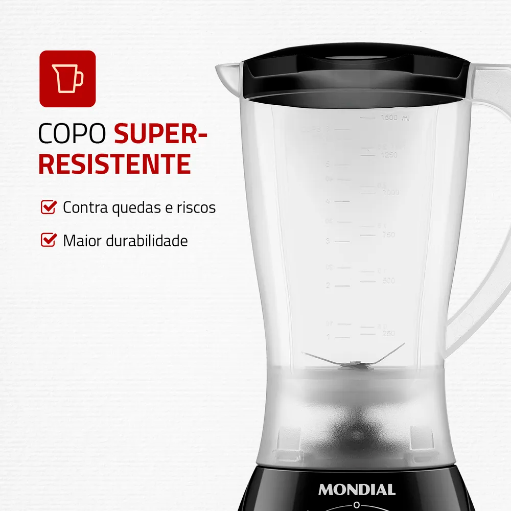 Liquidificador 2V Easy Power L-550 550W 220V Preto Mondial 