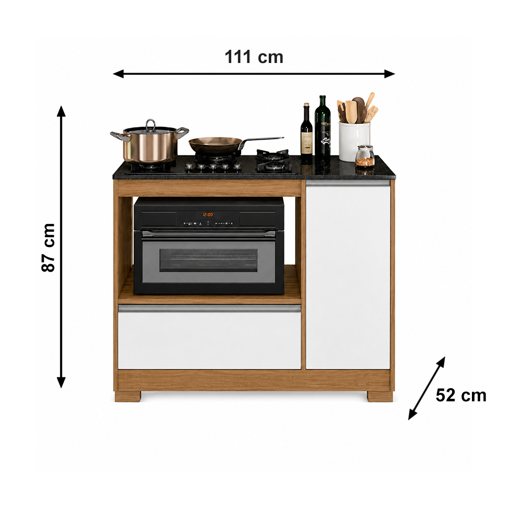 Balcão Cooktop NT 3050 Freijo Trend Branco New Notável
