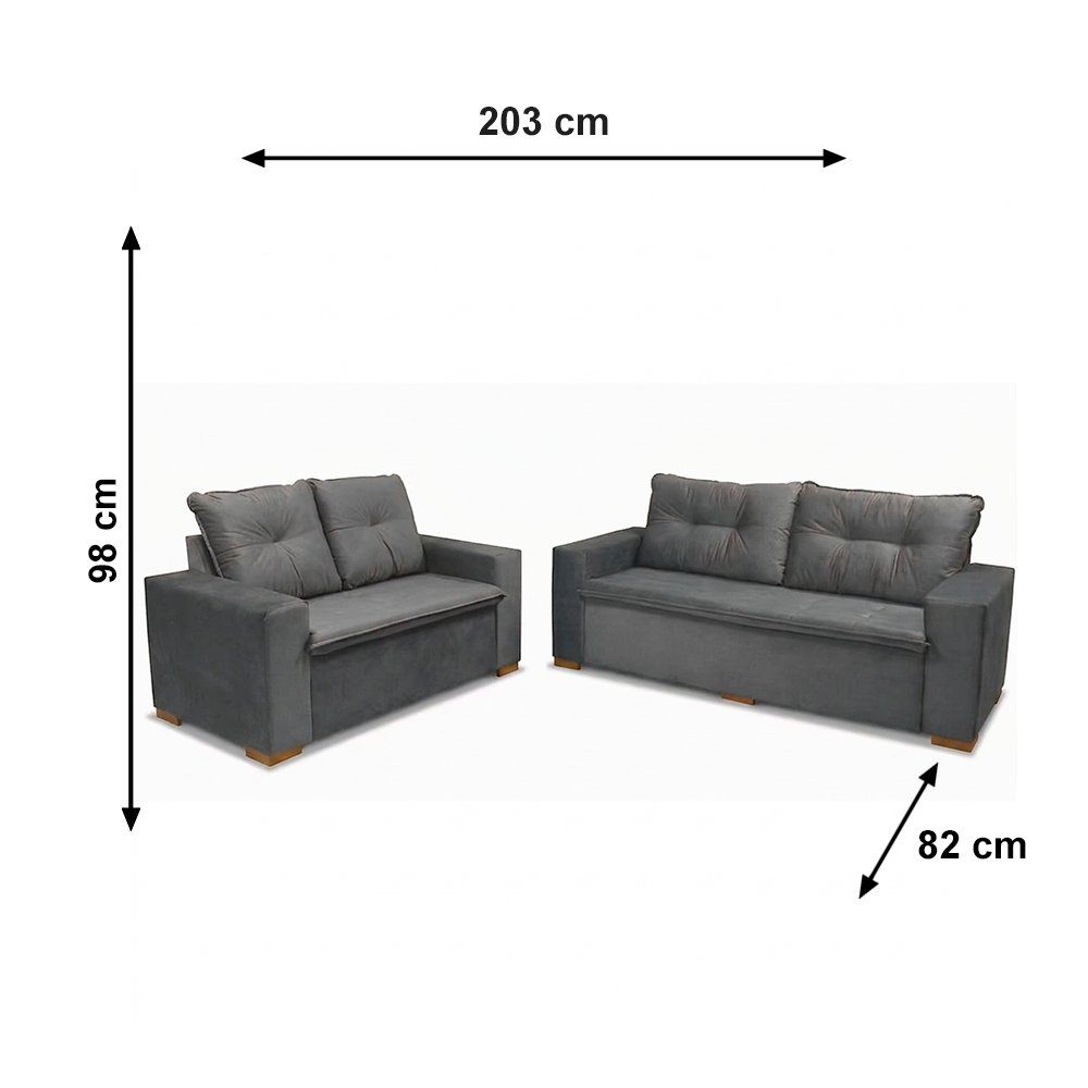 Conjunto Sofa Icaro Cinza JA ESTOFADOS