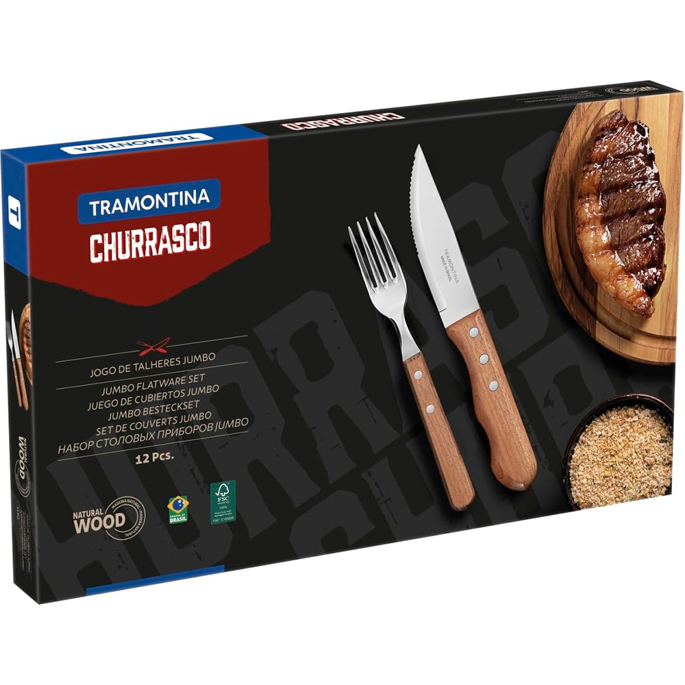 Jogo para Churrasco 12 Peças Sortido Cabo de Madeira 22399063 Tramontina