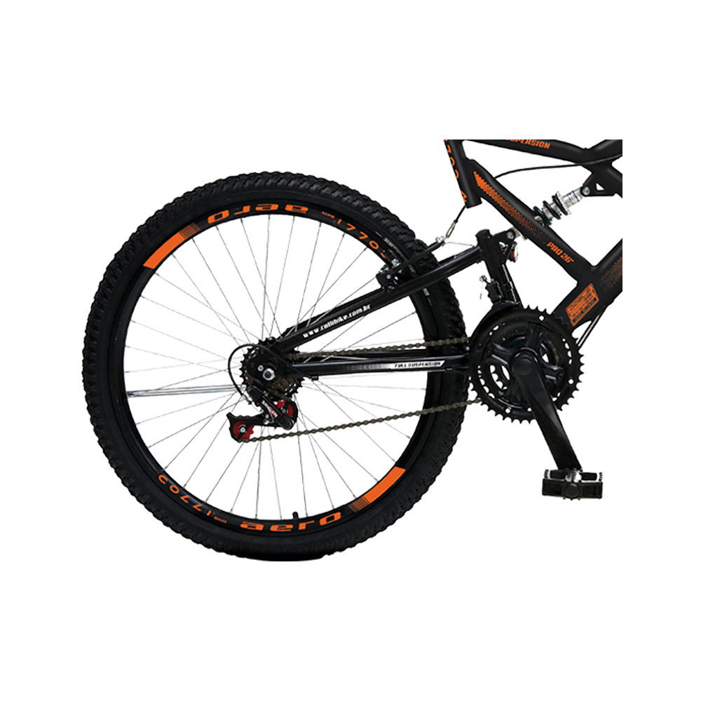 Bicicleta Aro 26 GPS Preto Fosco/Laranja Neon Colli