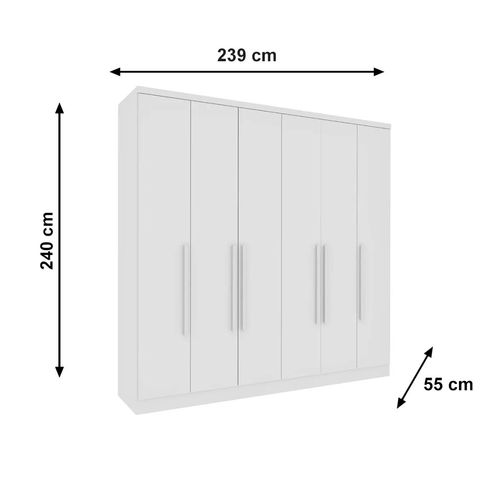 Roupeiro 6P Veneza C/PE Neve/Neve Tcil