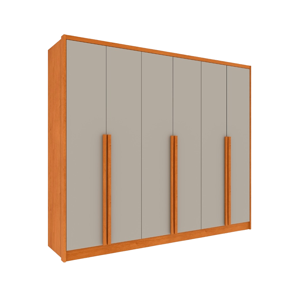 Roupeiro 6 Portas Realeza com 8 Pes Cinamomo/Off White Moveis TCIL