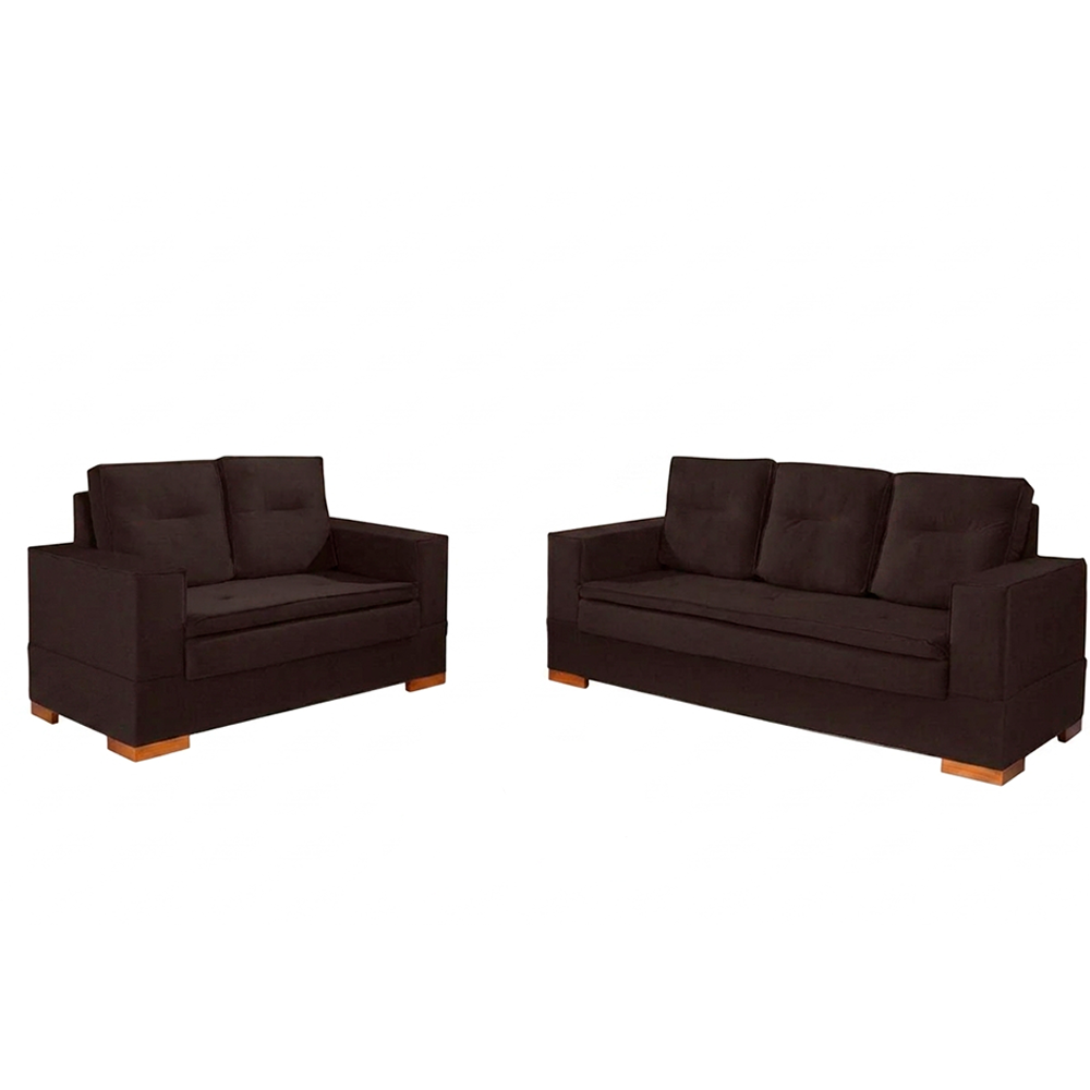 Conjunto de Sofa 2x3L Valencia Veludo Tabaco T02 JW Estofados