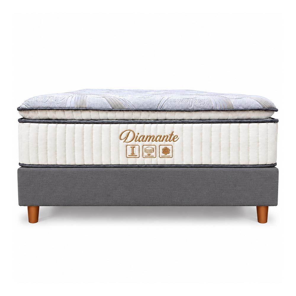 Conjunto Box Casal Diamante com Pillow Top e Molas Ensacadas 138x188 Softflex