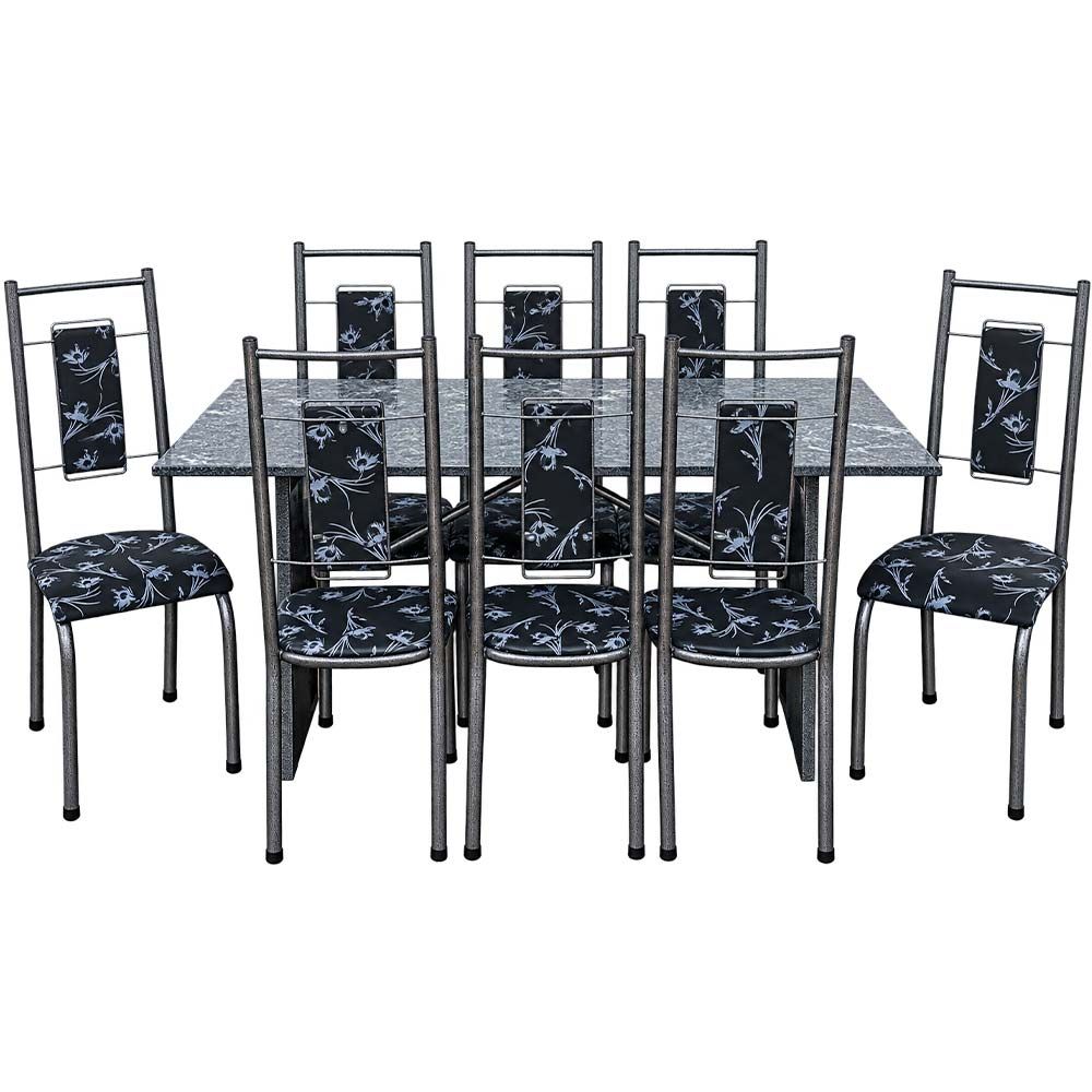 Mesa 8 Cadeiras Paris N39 Granito Luxo Aço Coelho