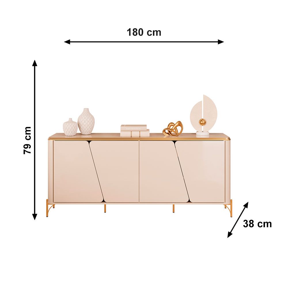 Buffet Liara Off White/Dourado Dj Moveis