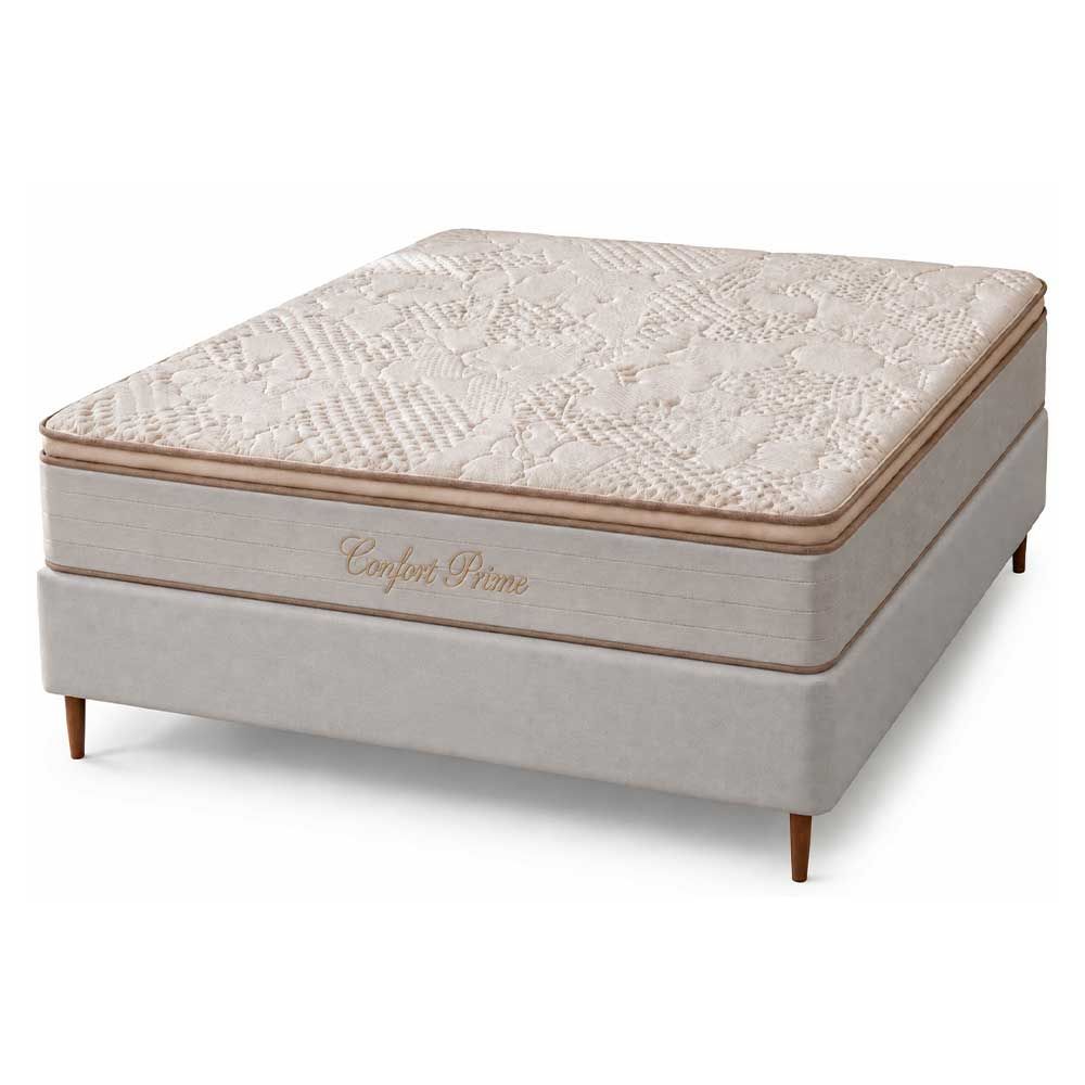 Conjunto Box Casal Confort Prime com Pillow Top e Molas Ensacadas 138x188 Softflex
