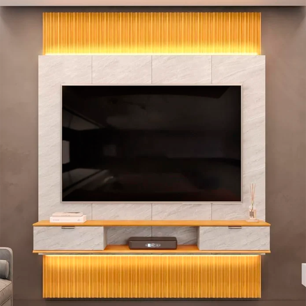 Painel Extensivel Hit 190 Cedro e Quartzo DJ Moveis