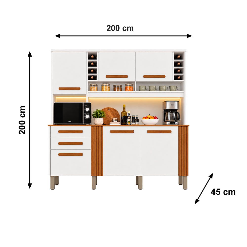 Armário Kit de Cozinha Catar Branco/Cinamomo Salleto