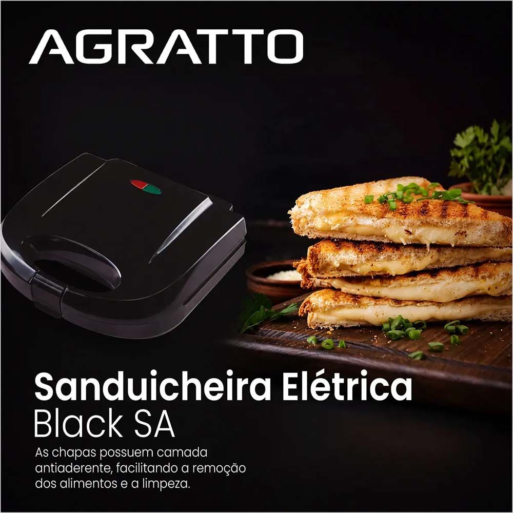 Sanduicheira Grill SA-02 Agratto Black