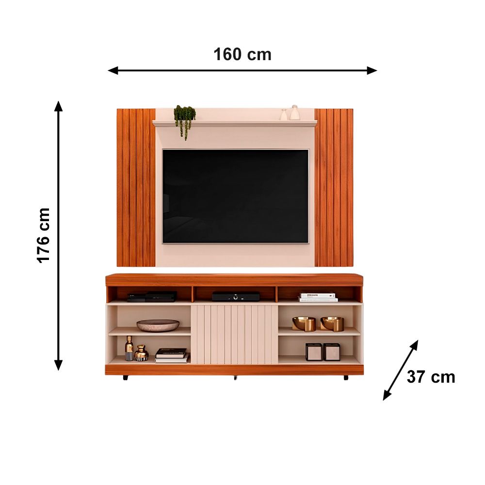 Rack Dili 1,60L Com Painel Trend DJ Moveis