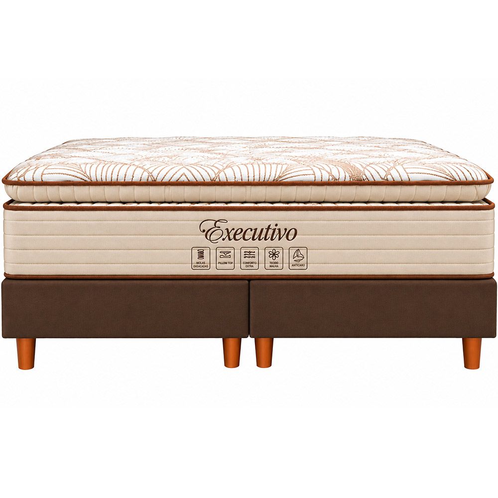 Conjunto Box King Executivo com Pillow Top Molas Ensacadas 193x203 Softflex