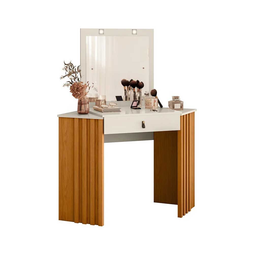 Penteadeira Camarim de Canto Glitter Albatroz Cinamomo Off White