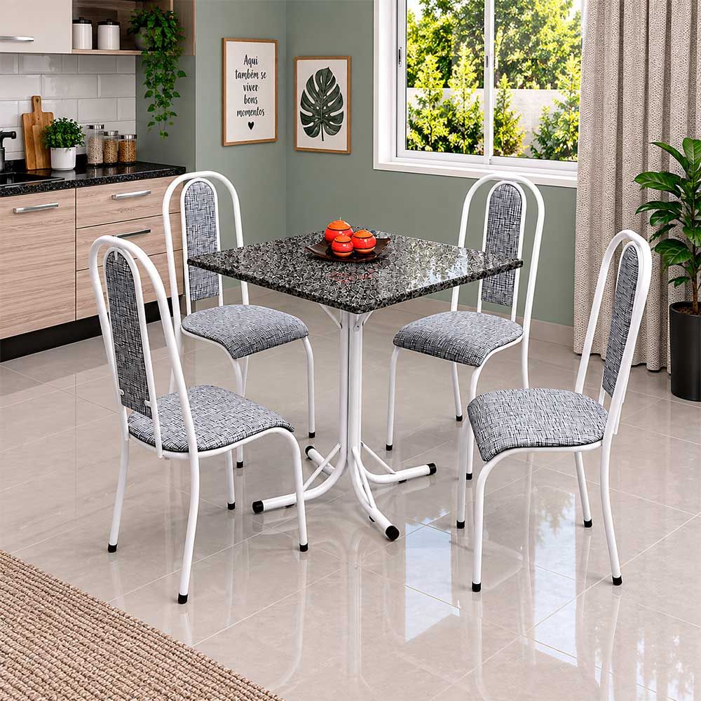 Mesa 4 Cadeiras Havai Quadrada Aço Coelho