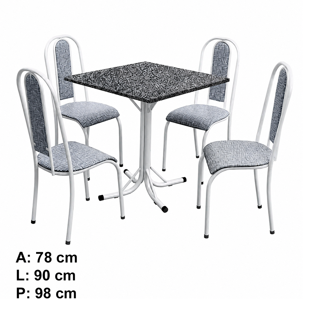 Mesa 4 Cadeiras Havai Quadrada Aço Coelho