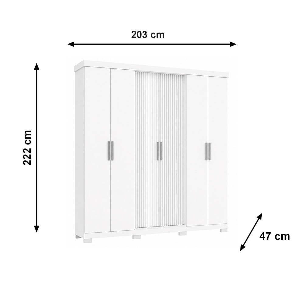 Roupeiro 6 Portas Argos Branco Avelan