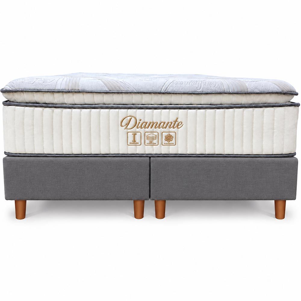 Conjunto Box King Diamante com Pillow Top Molas Ensacadas 193x203 Softflex