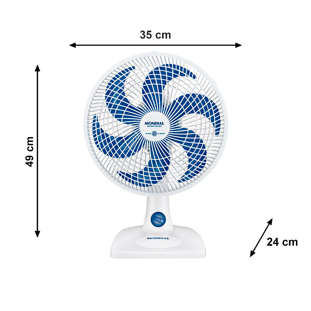 Ventilador 30CM VSP-30 Super Power Branco/Azul Mondial