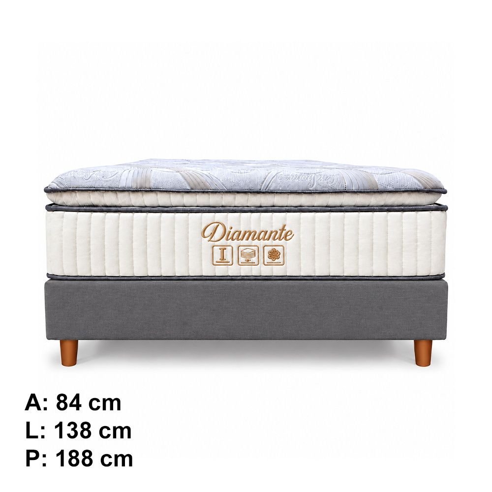 Conjunto Box Casal Diamante com Pillow Top e Molas Ensacadas 138x188 Softflex