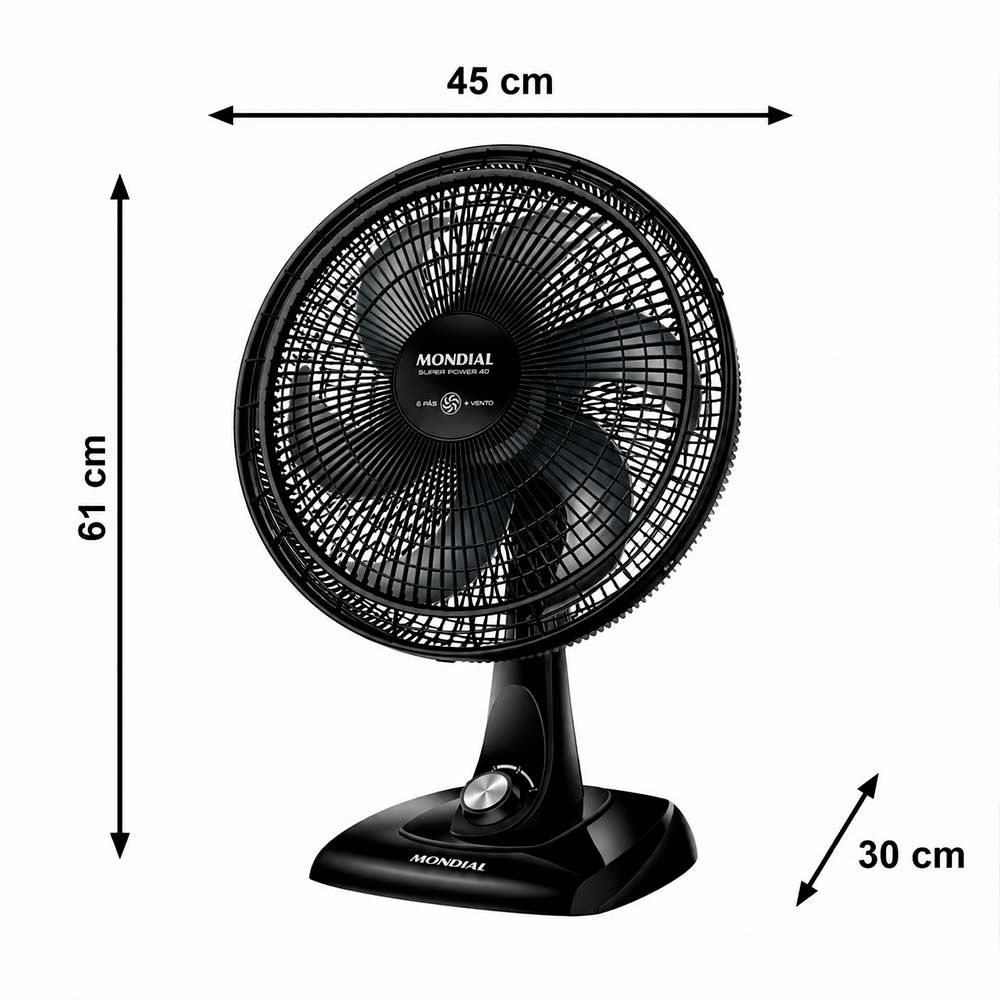 Ventilador 40CM 6P VSP-40 AP Super Power 220V Preto/Cinza Mondial