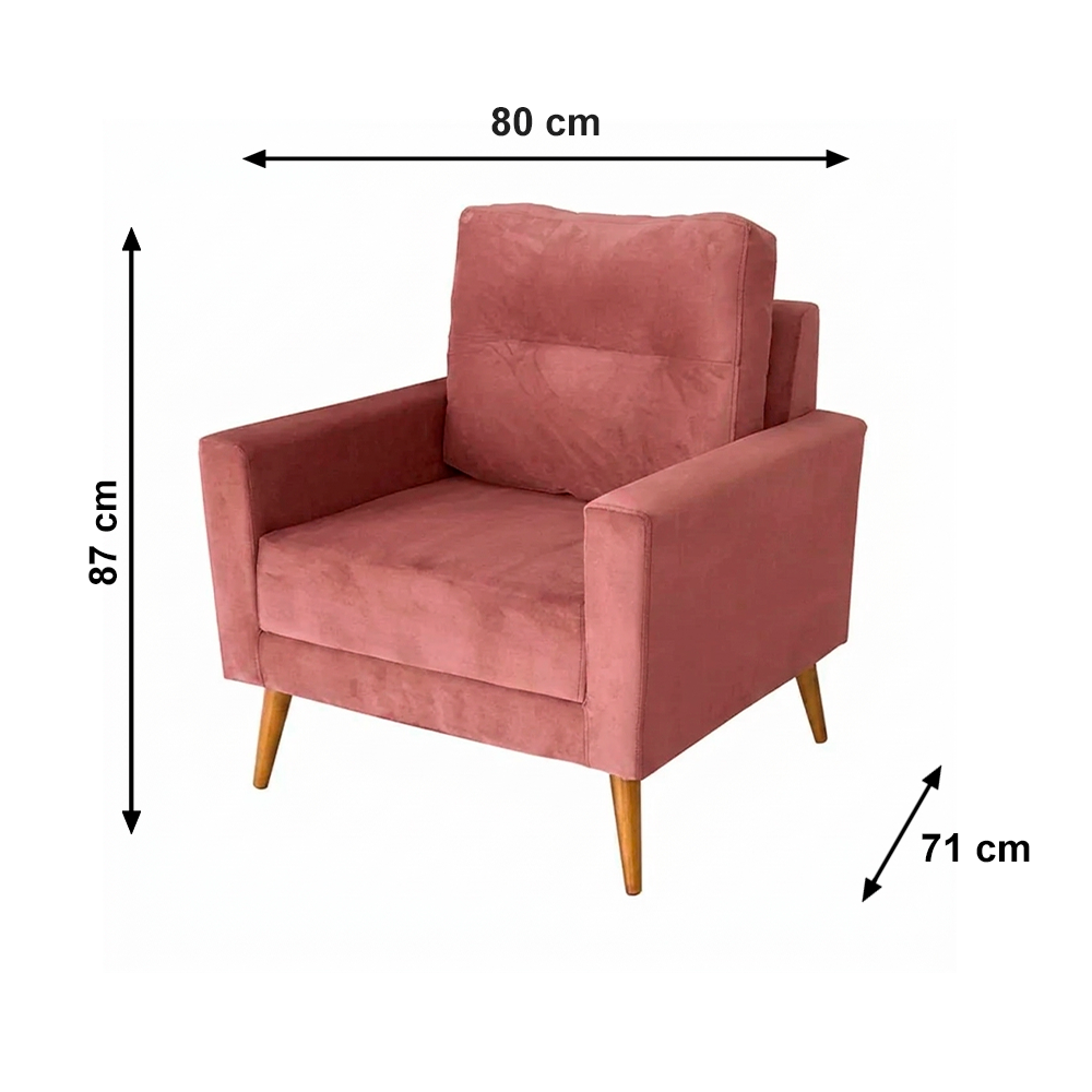 Poltrona Europa Premium Veludo Rose T03 Jw Estofados