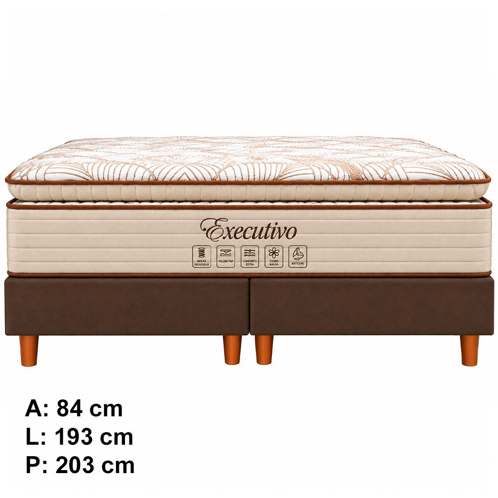 Conjunto Box King Executivo com Pillow Top Molas Ensacadas 193x203 Softflex