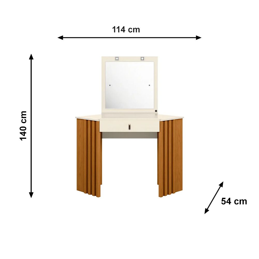 Penteadeira Camarim de Canto Glitter Albatroz Cinamomo Off White